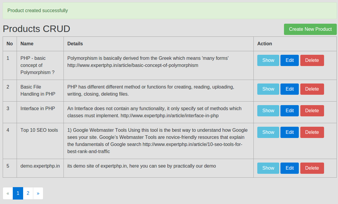 Laravel 5.2 CRUD (Create Read Update Delete) Example from Scratch