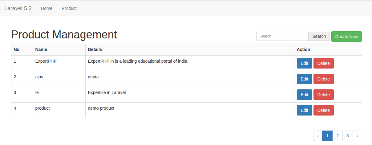 Laravel PHP Framework and AngularJS Search and Pagination with CRUD  Example