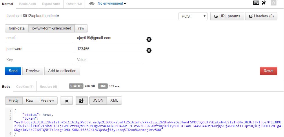 Generate token using JWT