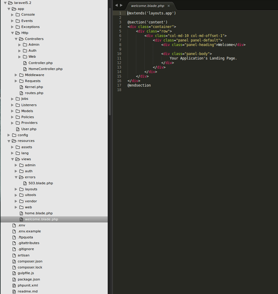 directory structure of Laravel PHP framework