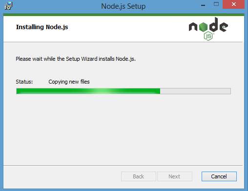 progress of installation process node.js