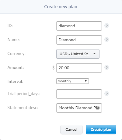 Create Stripe Plan