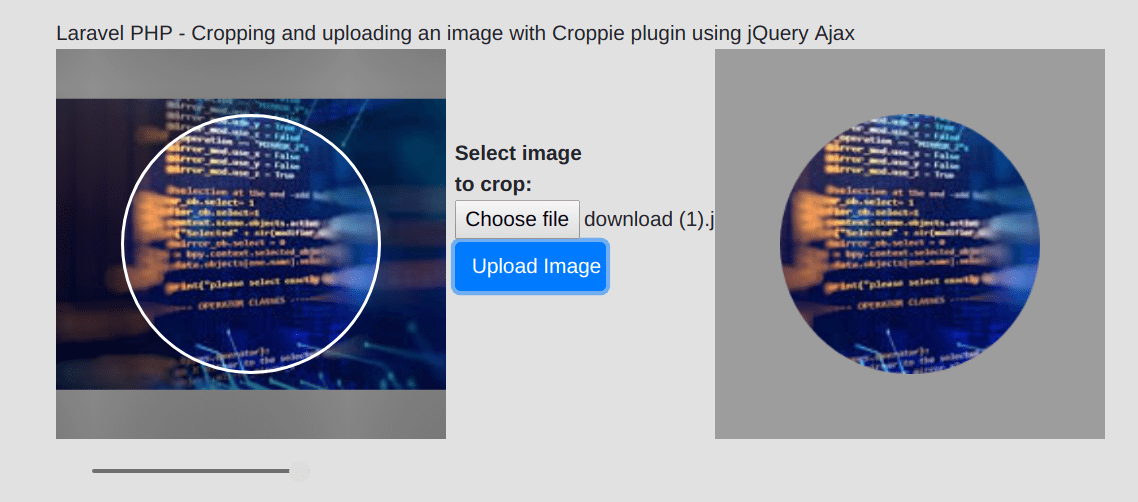 Laravel PHP - Cropping and uploading an image with Croppie plugin using jQuery Ajax