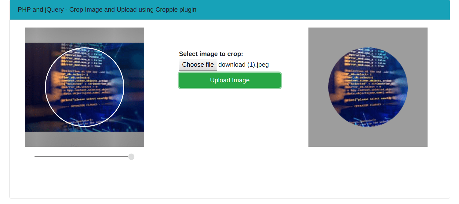 PHP jQuery crop and resize image before upload using croppie plugin