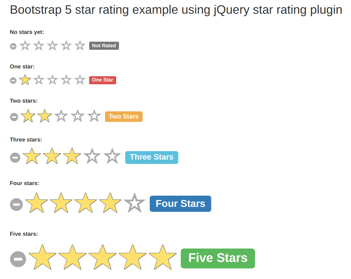 Bootstrap 5 star rating example using jQuery star rating plugin